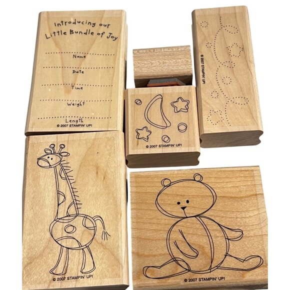 2007 Stampin Up! Bundle Of Joy Baby Announcement Rubber Stamp Set - Picture 1 of 3